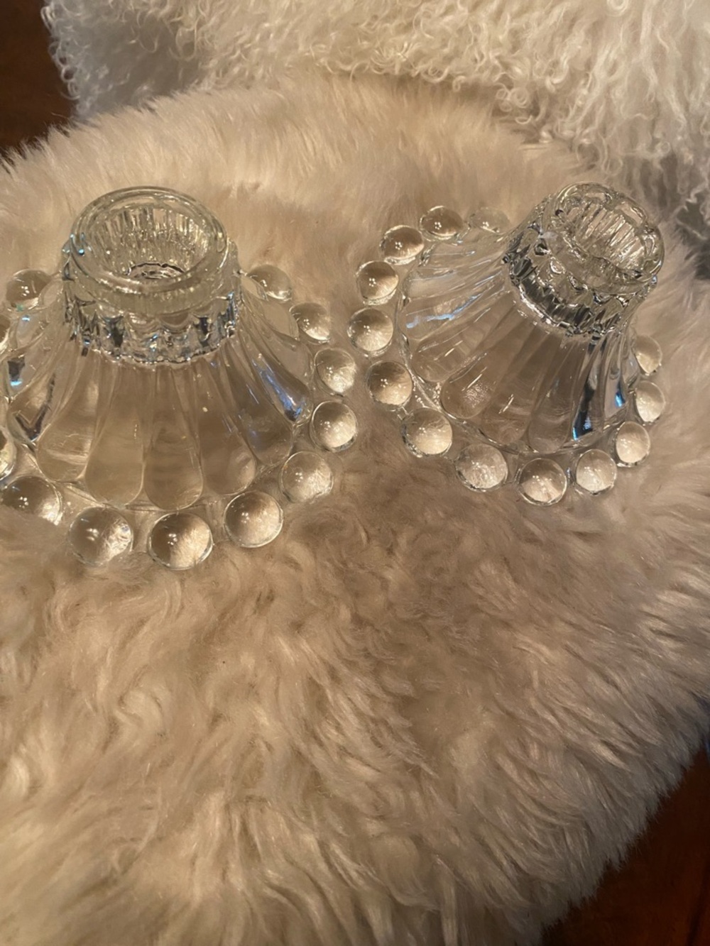 Price Drop! Vintage Anchor Hocking Clear Boopie Glass Candle Holders - Pair